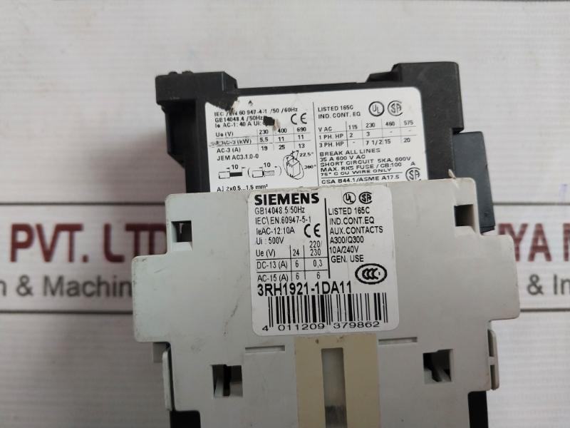 Siemens 3Rt1026-1B..0 Power Contactor 690V 35A 600Vac 500V Dc24V