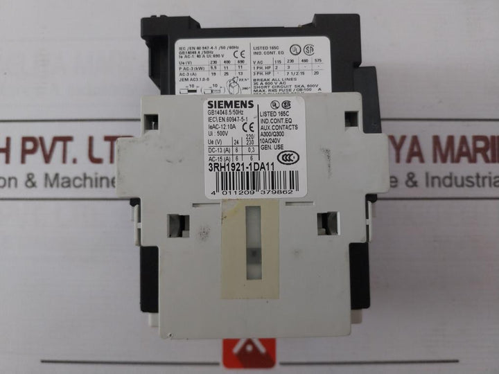 Siemens 3Rt1026-1B..0 Power Contactor  3Rh1921-1Da11 10A/240V