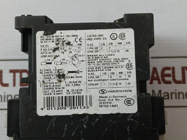Siemens 3Rt1026-1B..0 Sirius Motor Starter Contactor 690V Hw02010-7003B 35A 600V Ac