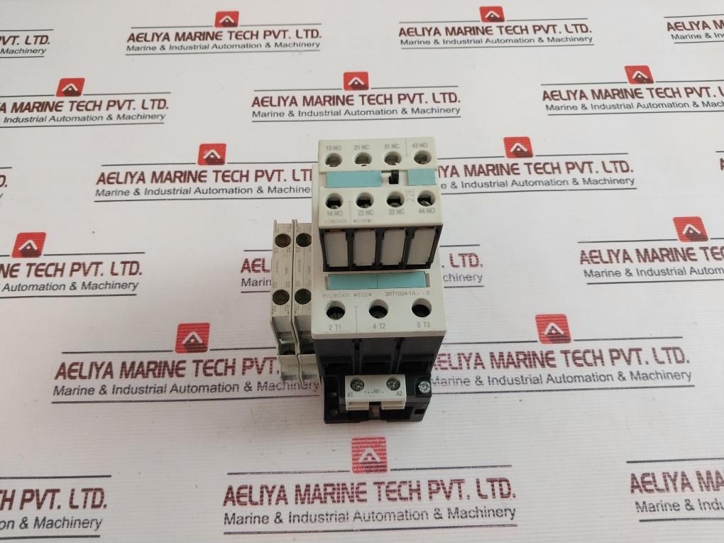 Siemens 3Rt1034-1An10 Power Contactor With Auxiliary Switch Block 3Rh1921-1Ha22