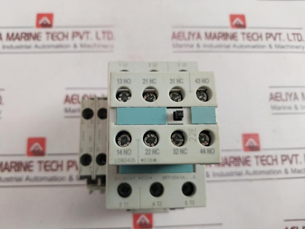 Siemens 3Rt1034-1An10 Power Contactor With Auxiliary Switch Block 3Rh1921-1Ha22