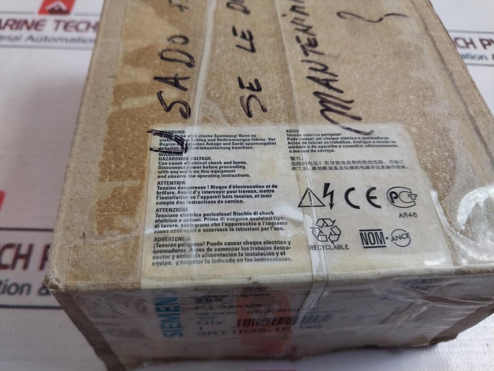 Siemens 3Rt1035-1Bb40 Contactor 10006-sp-e 276, 690V 60A