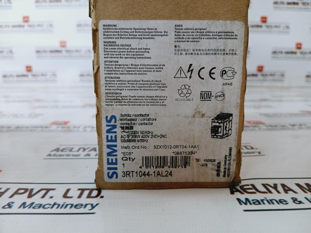 Siemens 3Rt1044-1Al24 Sirius Power Contactor 50/60Hz