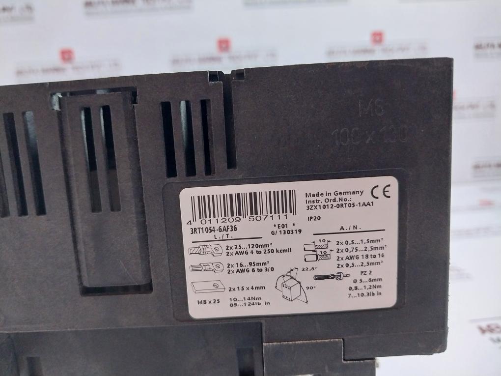 Siemens 3Rt1054-6Af36 Power Contactor 50/60 Hz 1000V 160A Jem Ac3.2.0-0