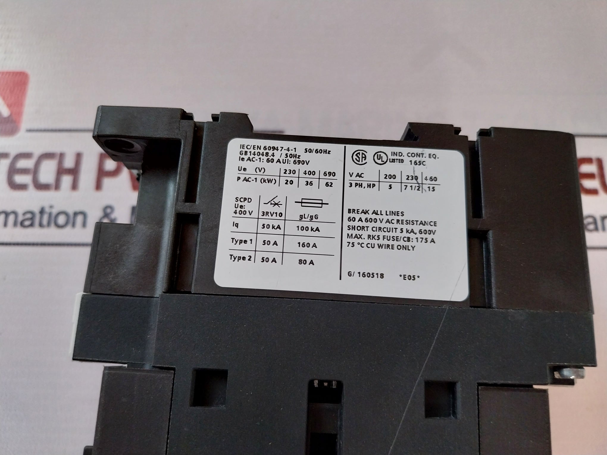 Siemens 3Rt1336-1Ap00 Contactor 690V 230V 50Hz