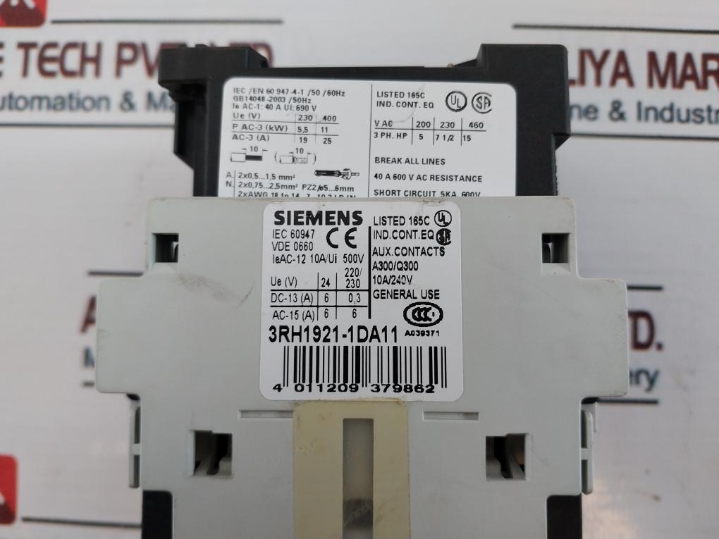 Siemens 3Rt1526-1B..0 Contactor 10A 500V 50/60Hz