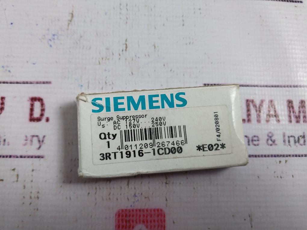 Siemens 3Rt1916-1Cd00 Surge Suppressor Ac 127V…240V Dc 150V…250V