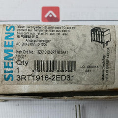 Siemens 3Rt1916-2Ed31 Solid-state Time-delay Relay Ac 200-240V Iec 255 Vde 0660