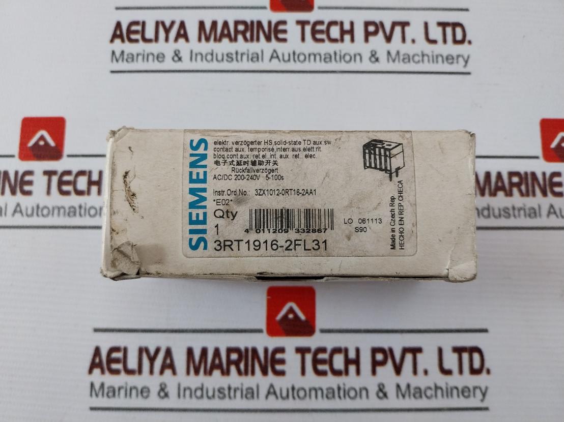 Siemens 3Rt1916-2Fl31 Relay Auxiliary Switch Ac/Dc 200-240V 5-100S