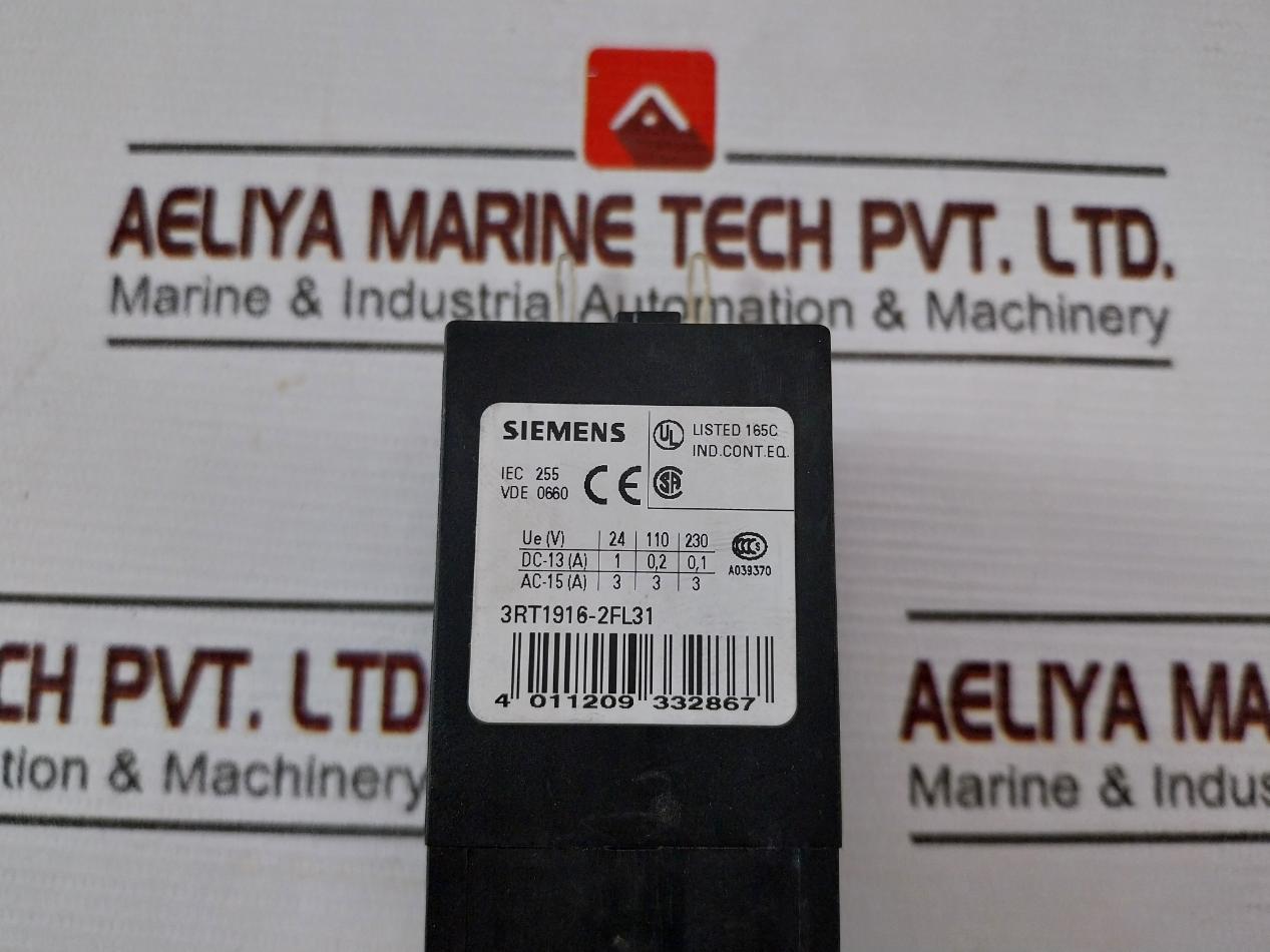Siemens 3Rt1916-2Fl31 Relay Auxiliary Switch Ac/Dc 200-240V 5-100S