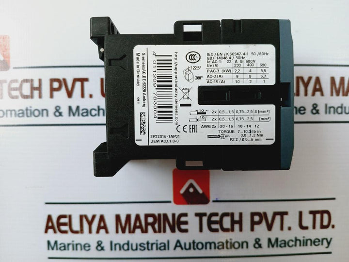 Siemens 3Rt2016-1Ap01 Power Contactor 20A 50/60Hz