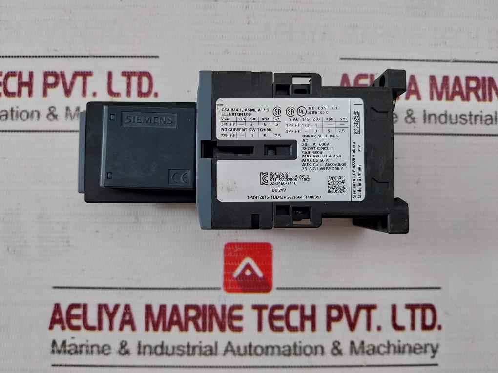 Siemens 3Rt2016-1Bb42 Power Contactor 10A 75°C