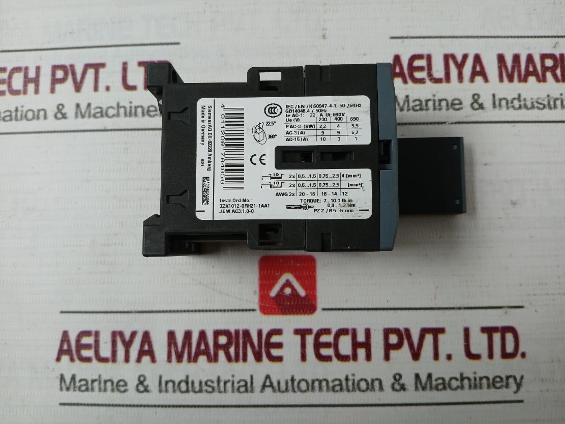 Siemens 3Rt2016-1Bb42 Power Contactor 50/60Hz 12V-250V 75C