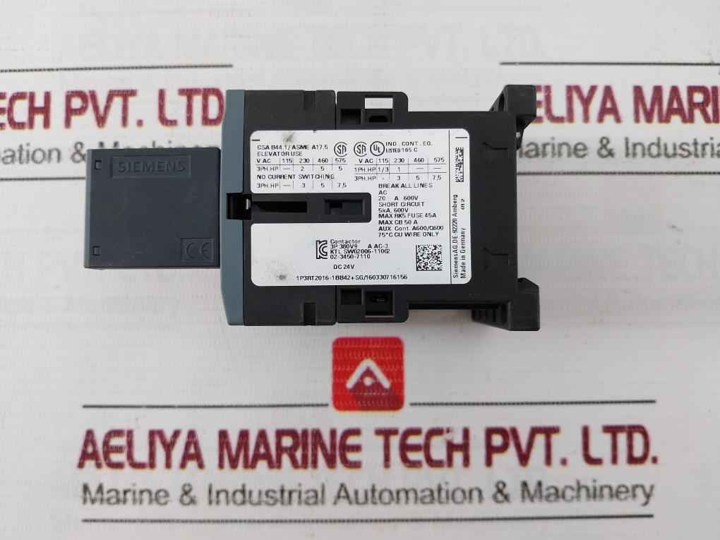 Siemens 3Rt2016-1Bb42 Power Contactor 50/60Hz 50A