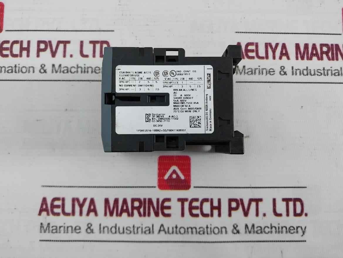 Siemens 3Rt2016-1Bb42 Power Contactor 690V Dc 24V A600/Q600