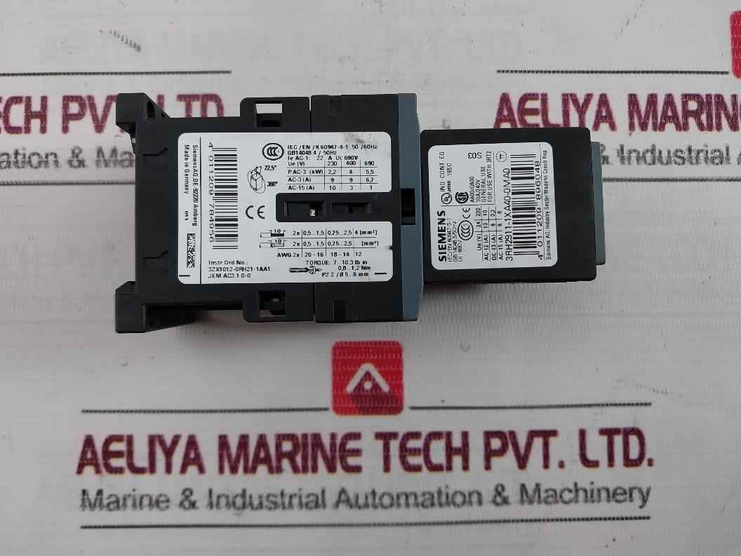 Siemens 3Rt2016-1Bb42 Power Contactor Dc 24V 22A 690V