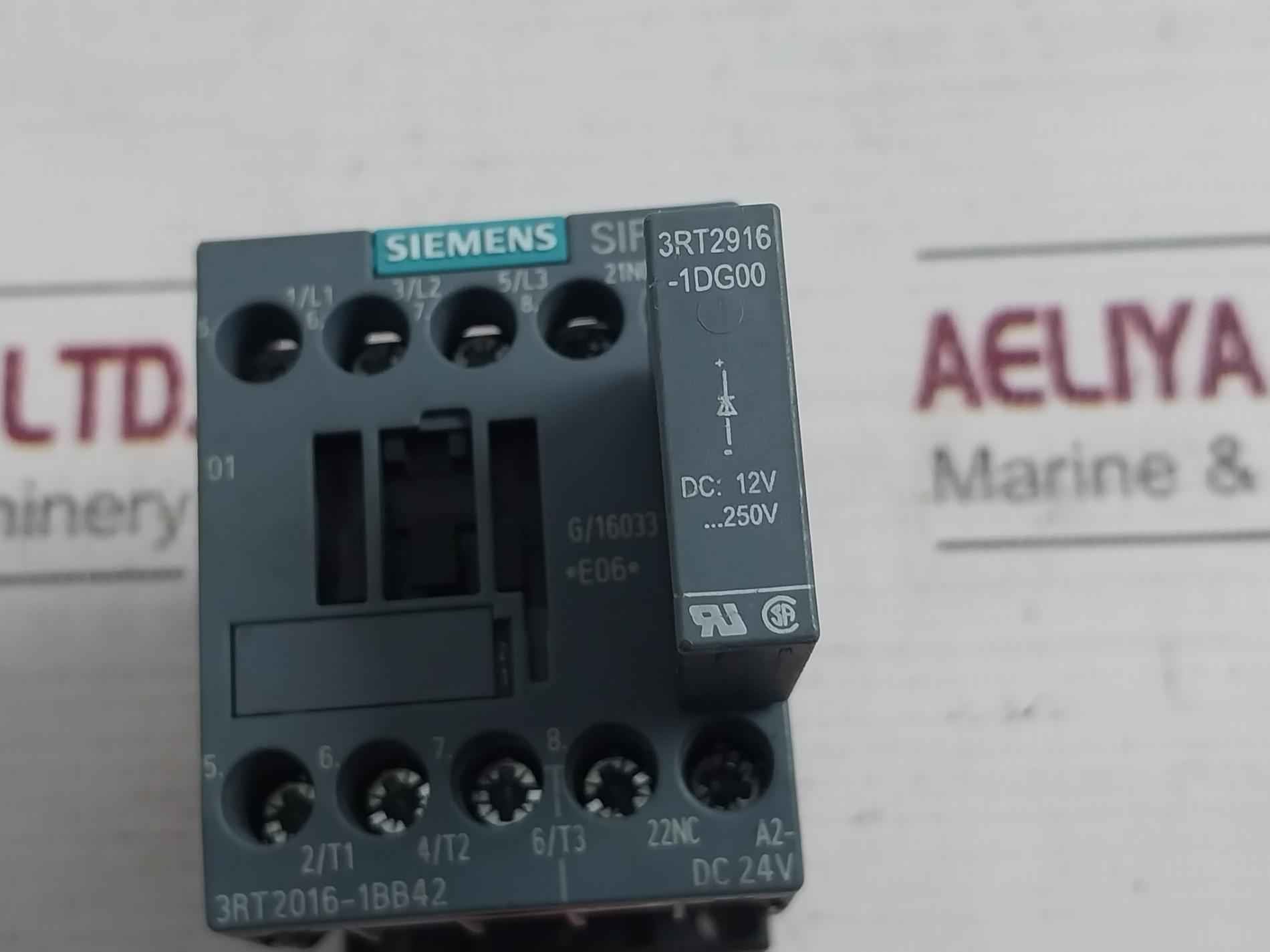 Siemens 3Rt2016-1Bb42 Power Contactor With Surge Suppressor 20A 600V Csa B44.1