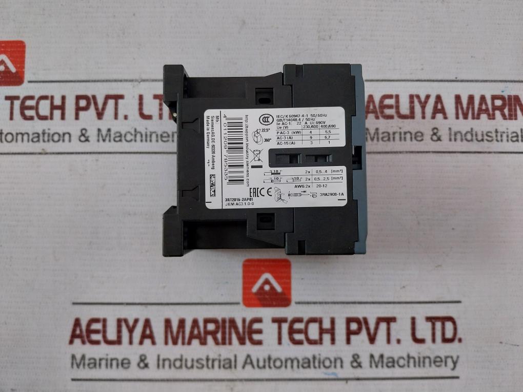 Siemens 3Rt2016-2Ap01 Power Contactor Jem Ac3.1.0-0 230V 50/60Hz 50A 690V