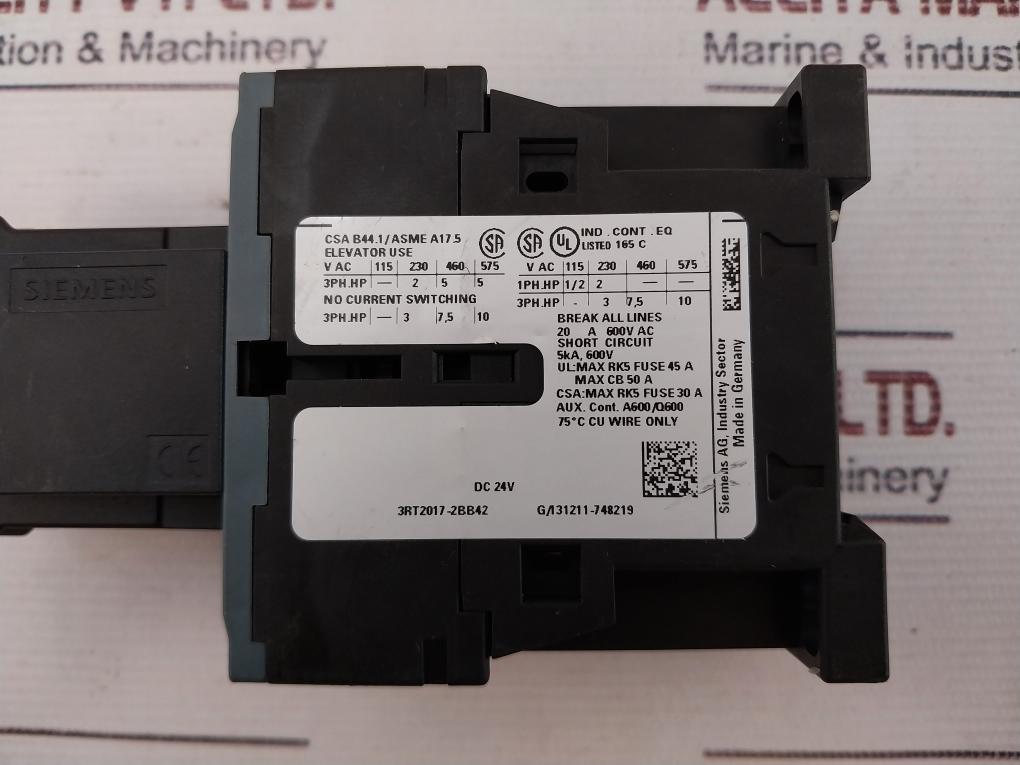 Siemens 3Rt2017-2Bb42, 3Rh2911-2Fa22 Contactor W/ Surge Arrestor 3Rt2916-1Dg00