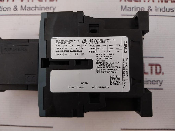 Siemens 3Rt2017-2Bb42, 3Rh2911-2Fa22 Contactor W/ Surge Arrestor 3Rt2916-1Dg00