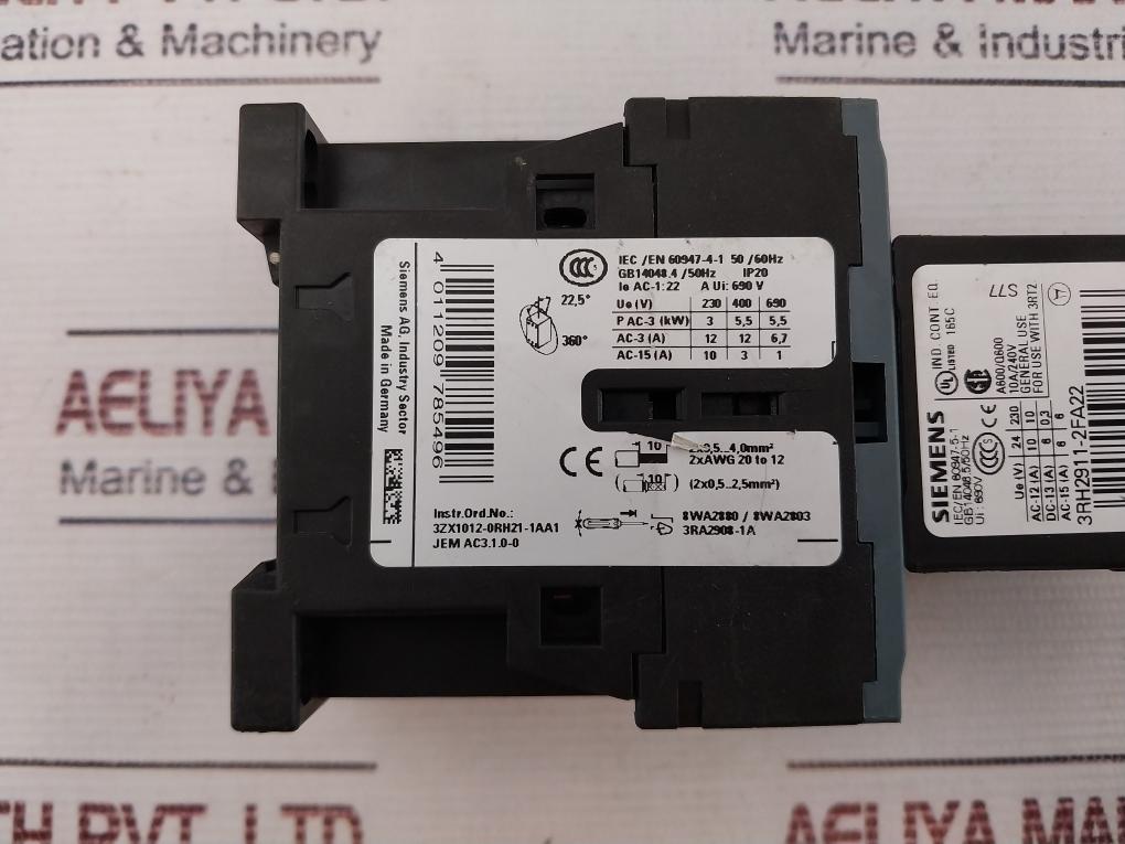 Siemens 3Rt2017-2Bb42, 3Rh2911-2Fa22 Contactor W/ Surge Arrestor 3Rt2916-1Dg00