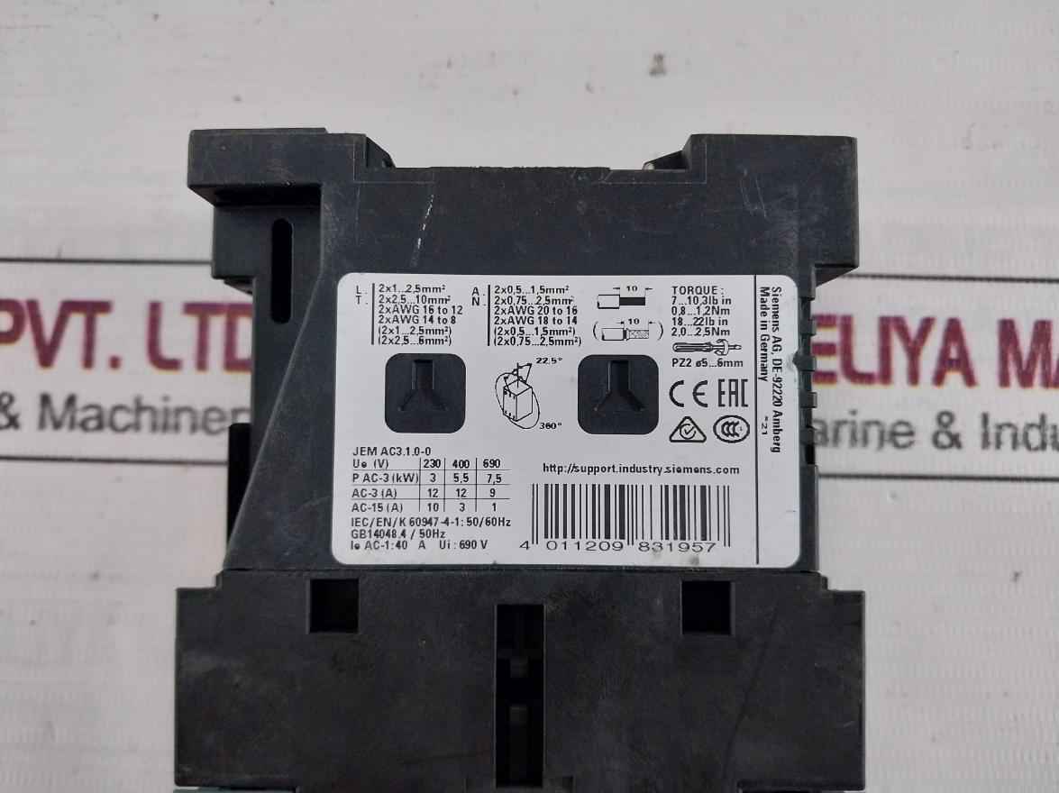 Siemens 3Rt2024-1Bb40 Contactor 24V Dc 35 A 600V Ac 690V