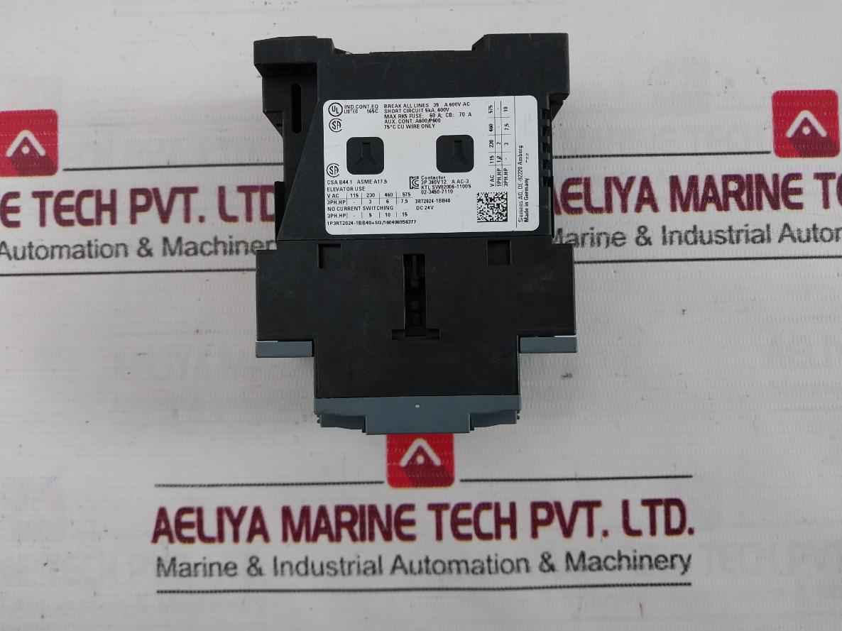 Siemens 3Rt2024-1Bb40 Contactor 24V Dc 35 A 600V Ac 690V