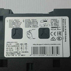 Siemens 3Rt2026-1Ab00 Sirius 3 Pole Power Contactor 24 Vac 25A 11W