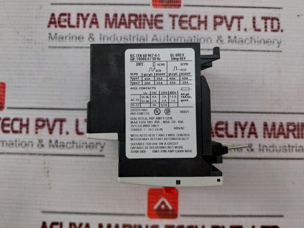 Siemens 3Ru1116-1Kb0 Thermal Overload Relay Ip20