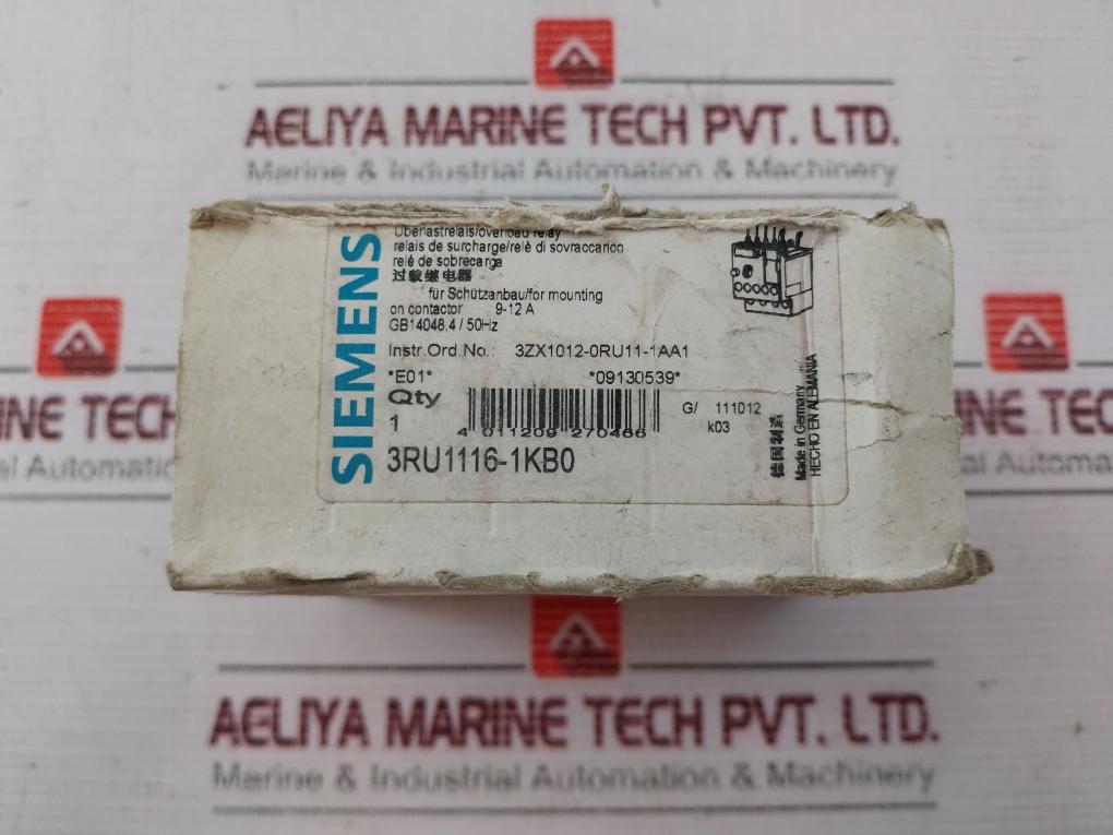 Siemens 3Ru1116-1Kb0 Thermal Overload Relay Ip20