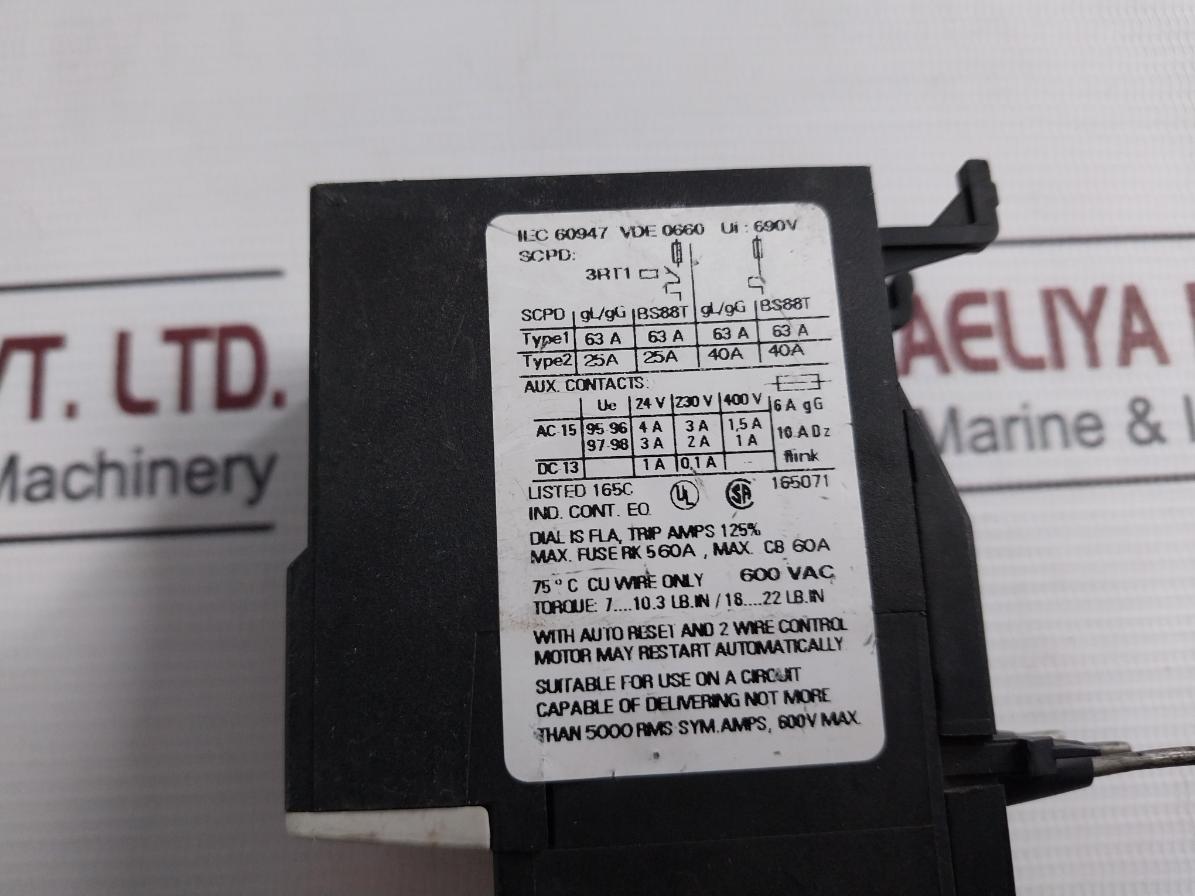 Siemens 3Ru1126-4Ab0 Thermal Overload Relay 690V 110-160A