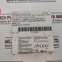 Siemens 3RU1916-3AA01 Screw Terminal Auxiliary Circuit For Overload Relay