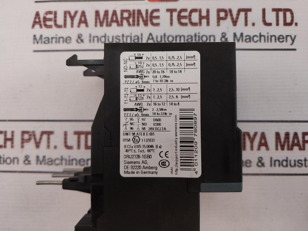 Siemens 3Ru2126-1Gb0 Overload Relay 690V 2A