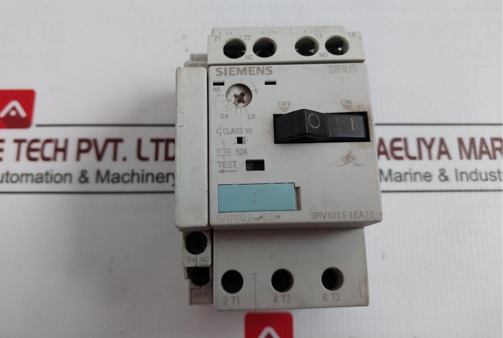 Siemens 3Rv1011-1Ea10 Motor Protection Circuit Breaker 3Rv1901-1A 10A/Ui 690V