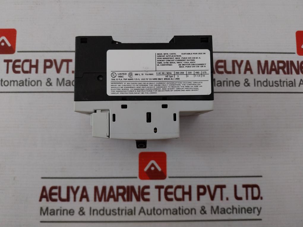 Siemens 3Rv1011-1Ja10 Circuit Breaker For Motor Protection 600V 10 Fla Max