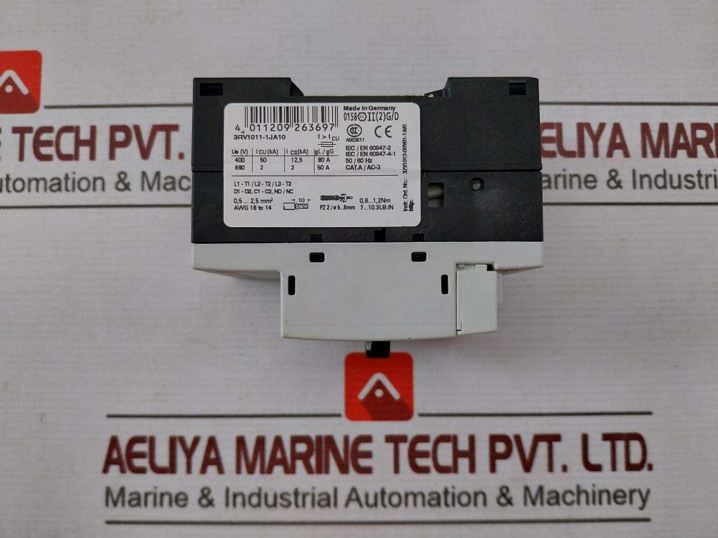 Siemens 3Rv1011-1Ja10 Circuit Breaker For Motor Protection 600V 10 Fla Max