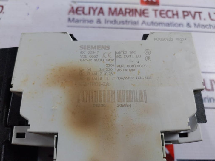 Siemens 3Rv1021-1Ba10 Circuit Breaker With 3Rv1901-2A Auxiliary Switch 260A 600V