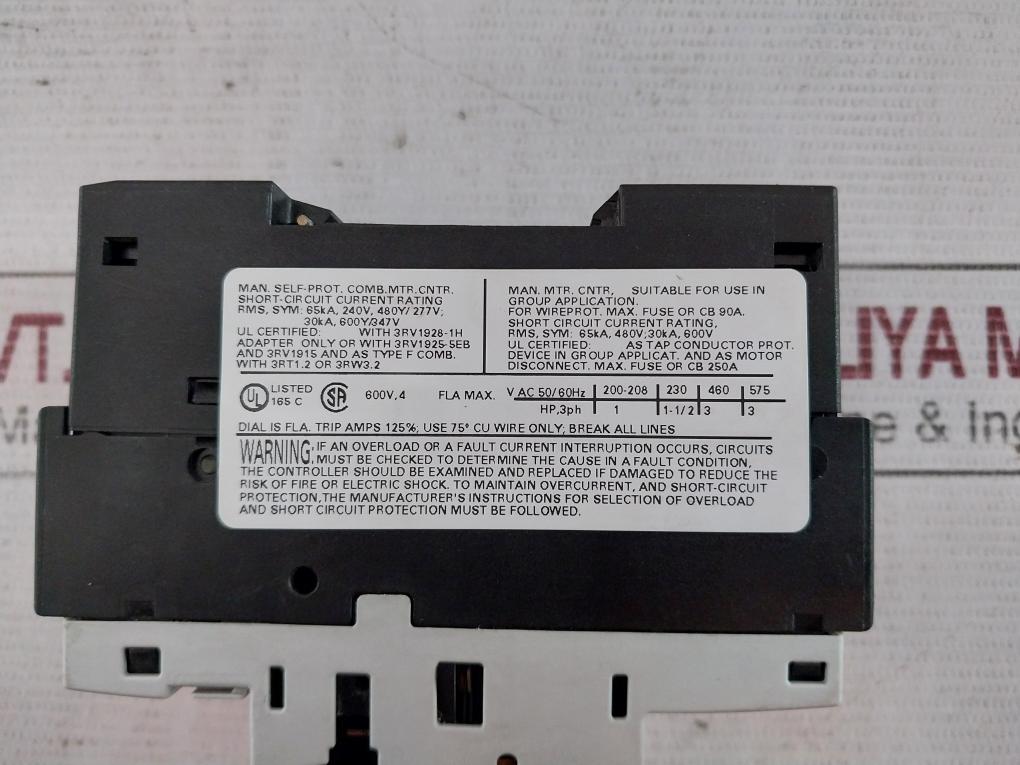 Siemens 3Rv1021-1Ea10 Circuit Breaker For Motor Protection 50/60Hz Hw05014-7 001