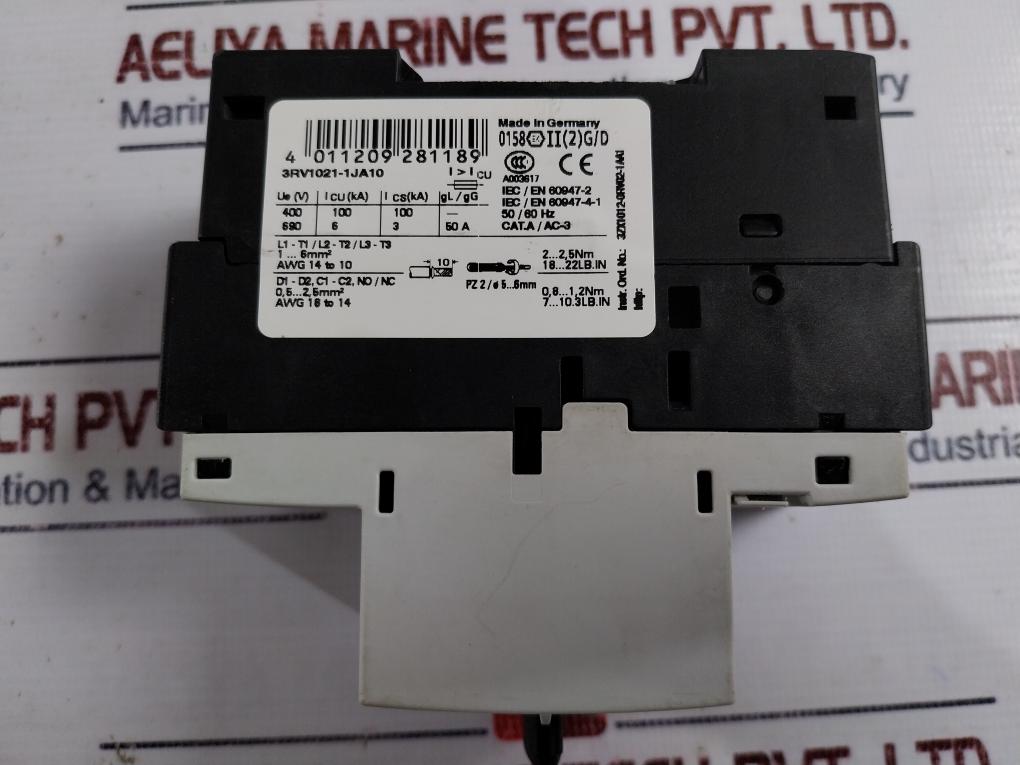 Siemens 3Rv1021-1Ja10 Circuit Breaker For Motor Protection 3Zx1012-0Rv02-1Aa1