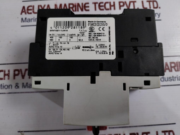 Siemens 3Rv1021-1Ja10 Circuit Breaker For Motor Protection 3Zx1012-0Rv02-1Aa1