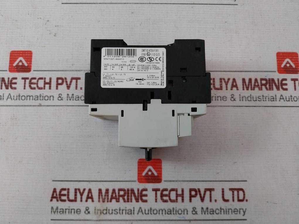 Siemens 3Rv1021-4Aa10 Circuit Breaker 3Zx1012-0Rv02-1Aa1 11-16A 600V 2-2,5Nm