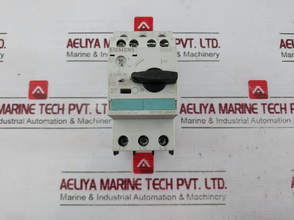 Siemens 3Rv1021-4Ba15 Sirius Circuit Breaker 14–20A 50/60Hz 3Rv1901-1E A003617