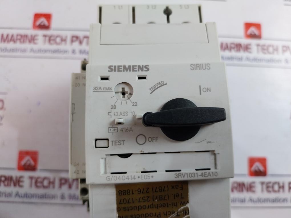 Siemens 3Rv1031-4Ea10 Circuit Breaker W/ Auxiliary Switch 3Rv1901-2A 50/60Hz