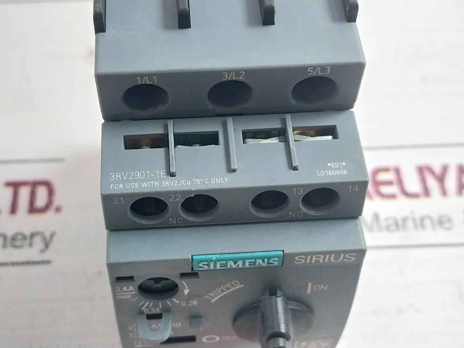 Siemens 3Rv2011-0Ea10 Sirius Circuit Breaker Iec/En/K 60947-4-1/50/60Hz