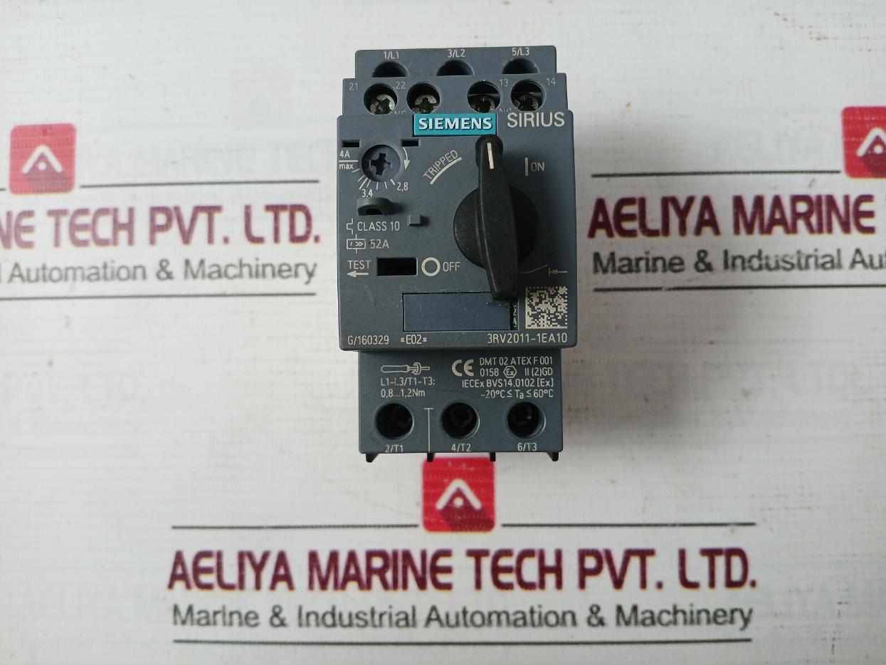 Siemens 3Rv2011-1Ea10 Circuit Breaker -20C Ta 60C 2,8-4A Max 50/60Hz