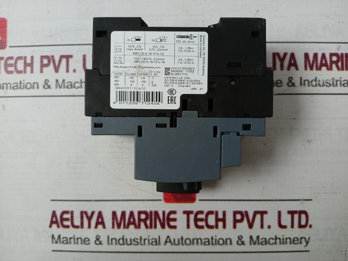 Siemens 3Rv2011-1Ea10 Circuit Breaker -20C Ta 60C 2,8-4A Max 50/60Hz