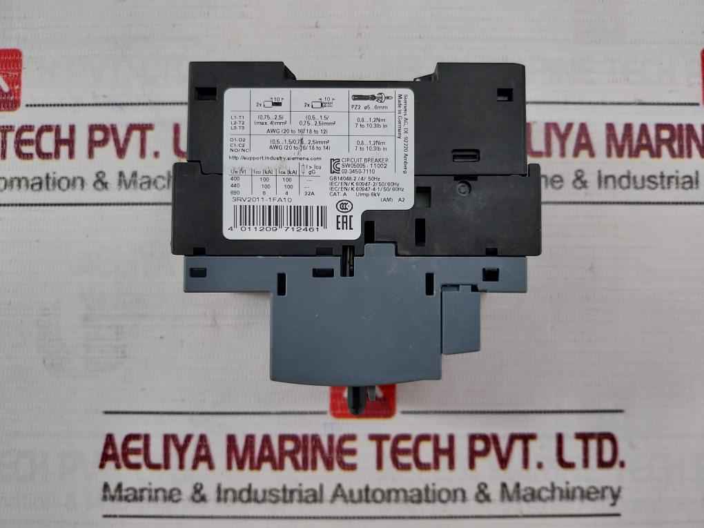 Siemens 3Rv2011-1Fa10 Circuit Breaker 50/60Hz -20C Ta 60C Class 10