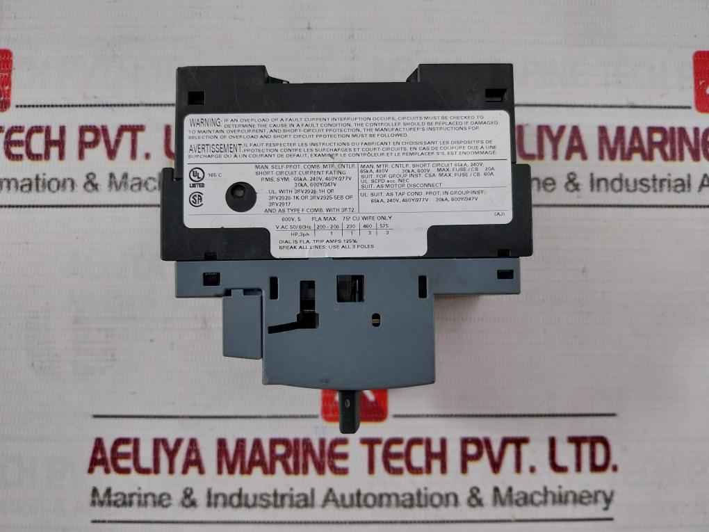 Siemens 3Rv2011-1Fa10 Circuit Breaker 50/60Hz -20C Ta 60C Class 10