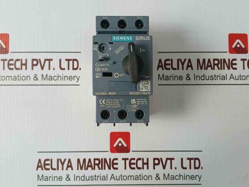 Siemens 3Rv2021-1Ka10 Sirius Circuit Breaker -20C Ta 60C 6Kv 50/60Hz