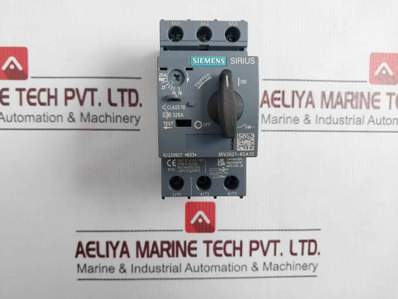Siemens 3Rv2021-4Da10 Circuit Breaker For Motor Protection 480V 50/60Hz